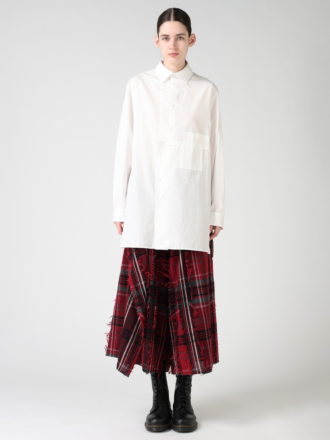 100/2 COTTON BROAD SHIFTED PANEL BLOUSE