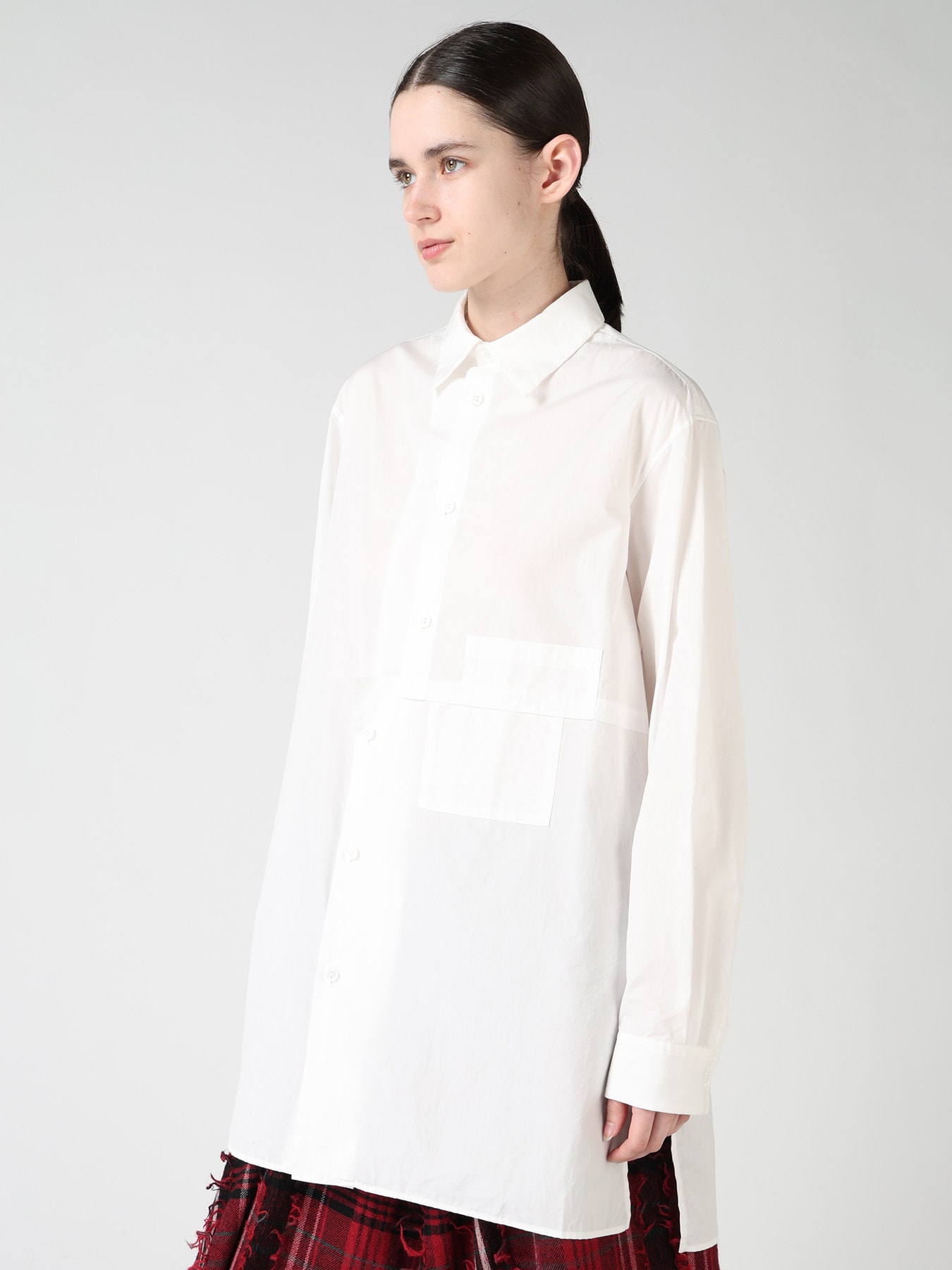 100/2 COTTON BROAD SHIFTED PANEL BLOUSE