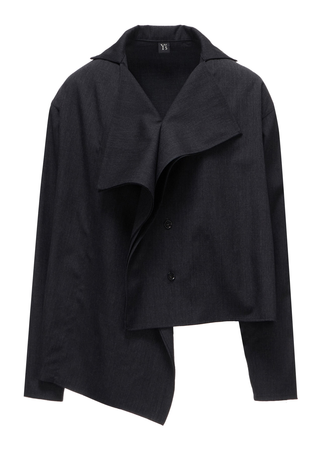 WOOL GABARDINE DRAPE BLOUSE