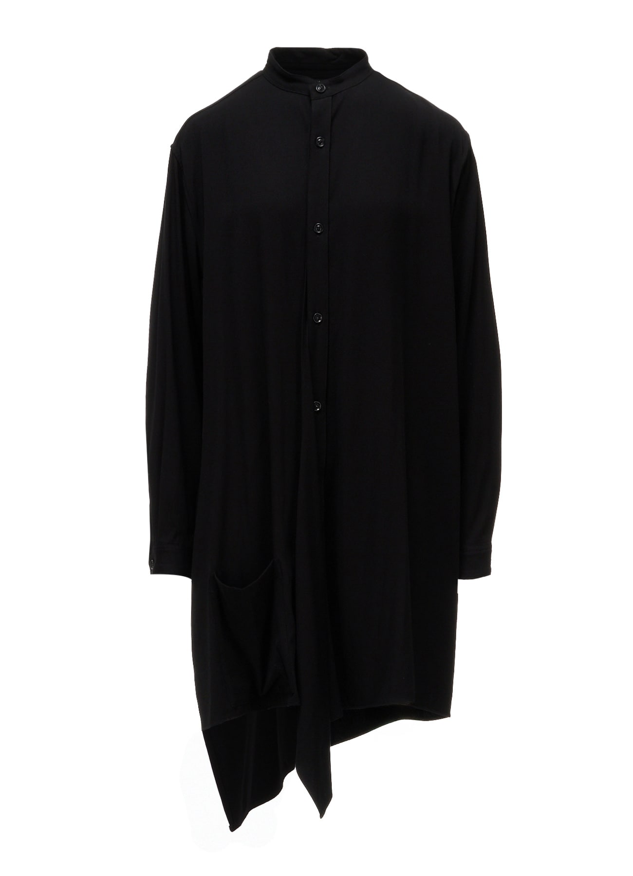 VISCOSE/TRIACETATE BLEND STAND COLLAR ASYMMETRIC BLOUSE