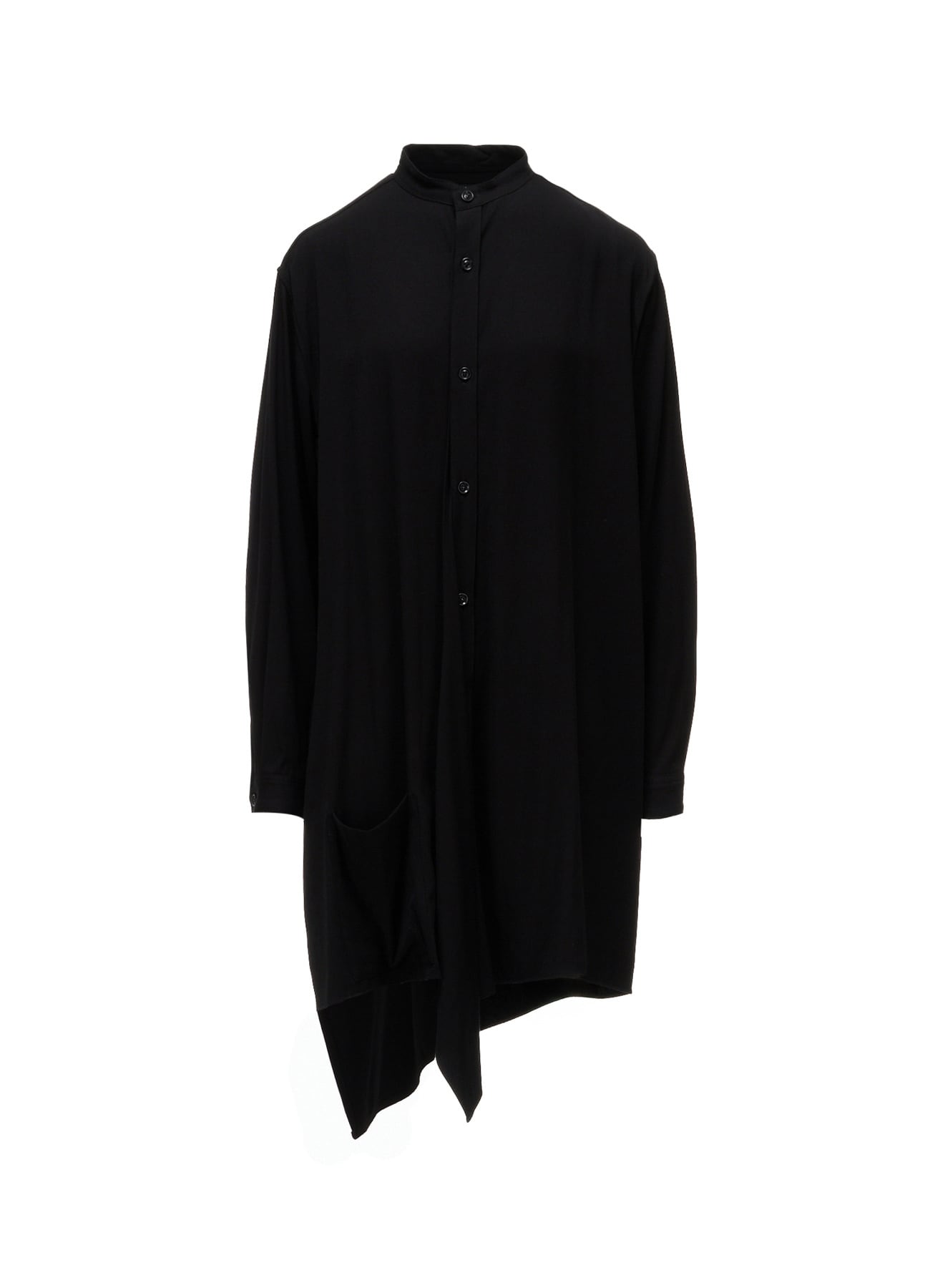 VISCOSE/TRIACETATE BLEND STAND COLLAR ASYMMETRIC BLOUSE