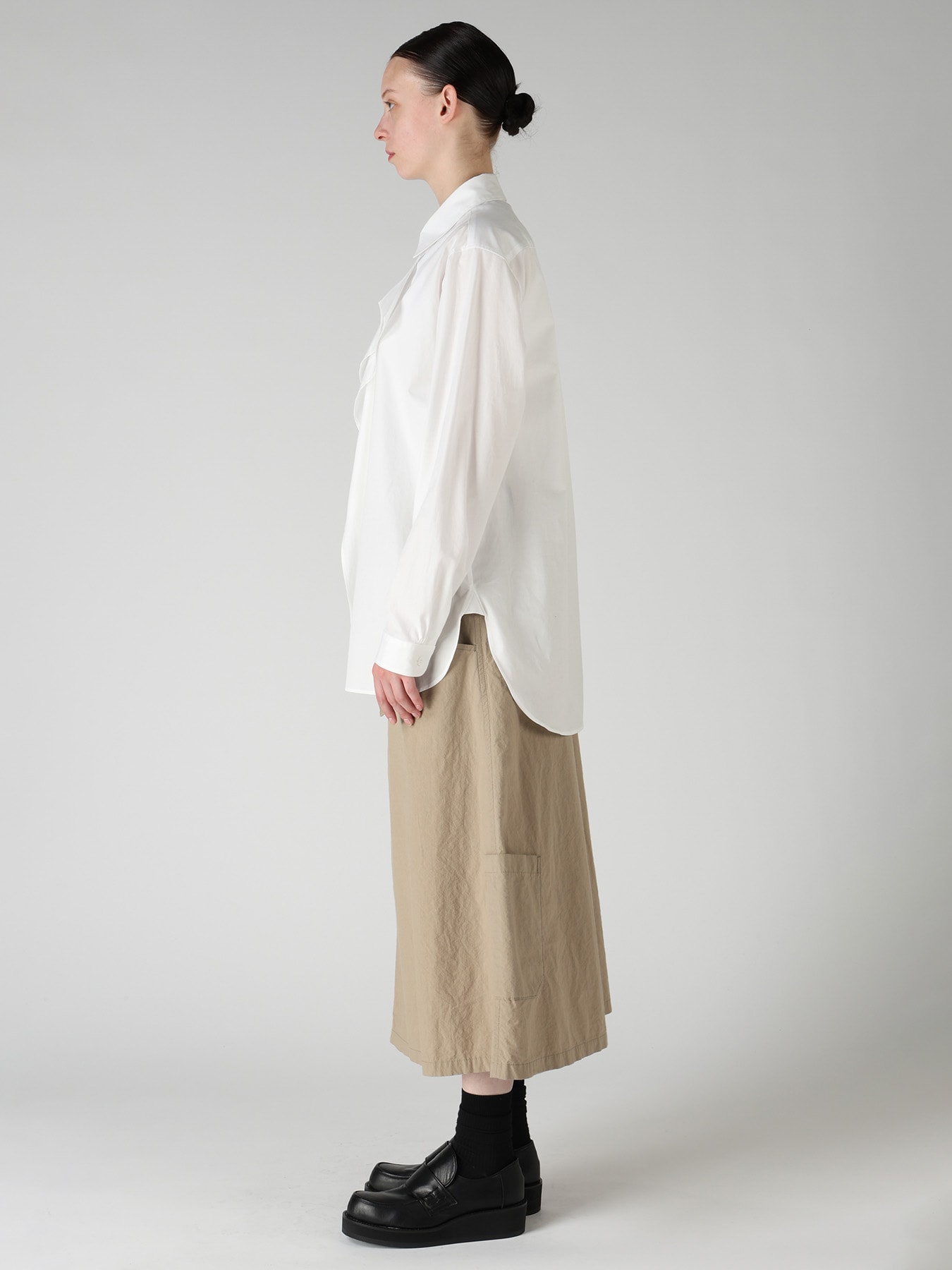 100/2 COTTON BROAD DOUBLE-FRONT GATHERED BLOUSE