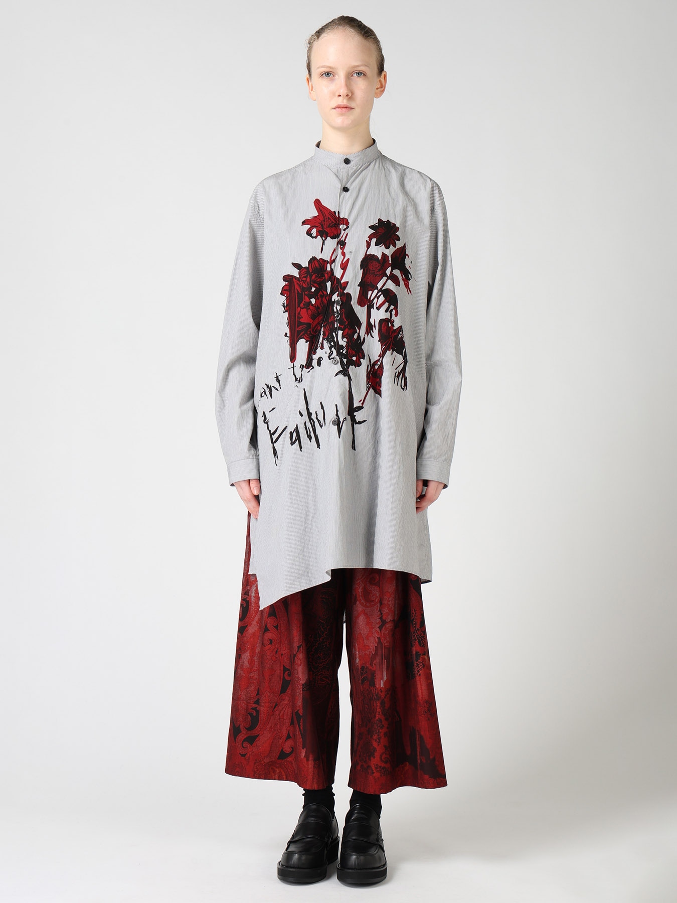 "I WANT TO SEE" STAND COLLAR ASYMMETRIC BLOUSE