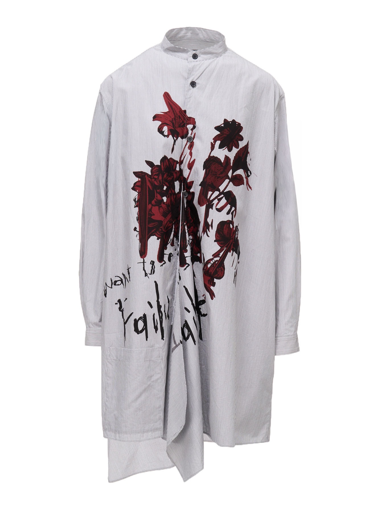 "I WANT TO SEE" STAND COLLAR ASYMMETRIC BLOUSE