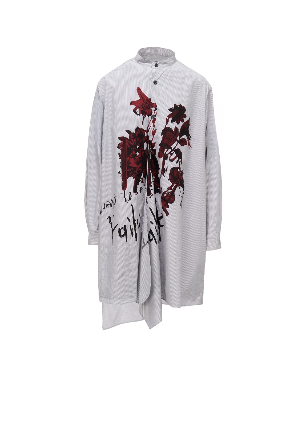 "I WANT TO SEE" STAND COLLAR ASYMMETRIC BLOUSE