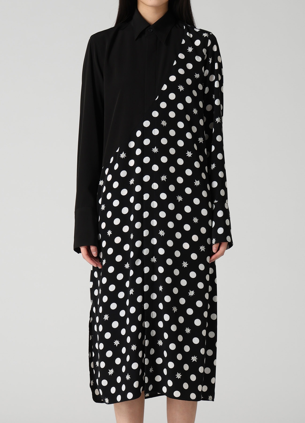 DOT FLOWER PRINT PANEL BLOUSE