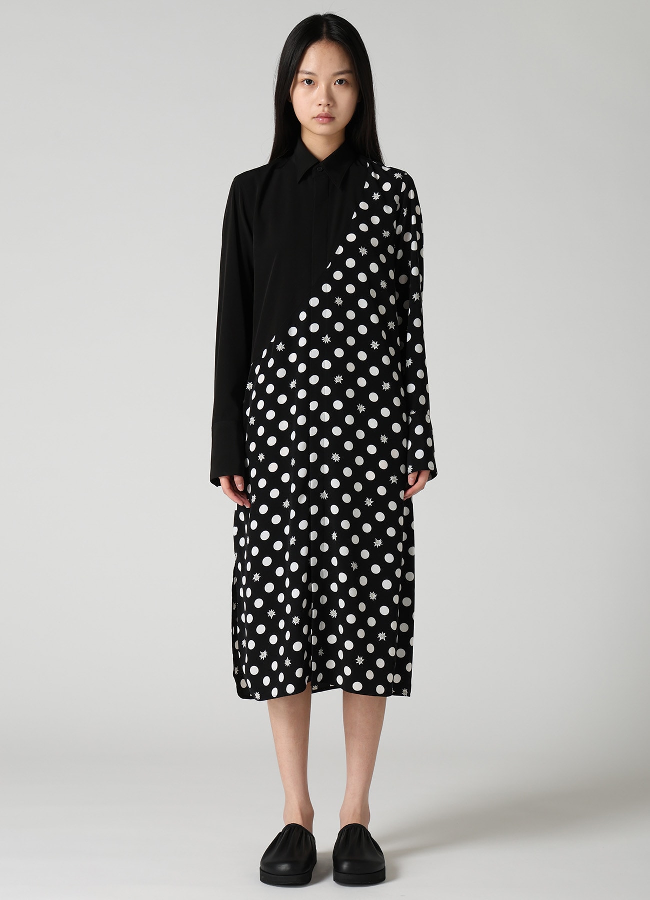 DOT FLOWER PRINT PANEL BLOUSE