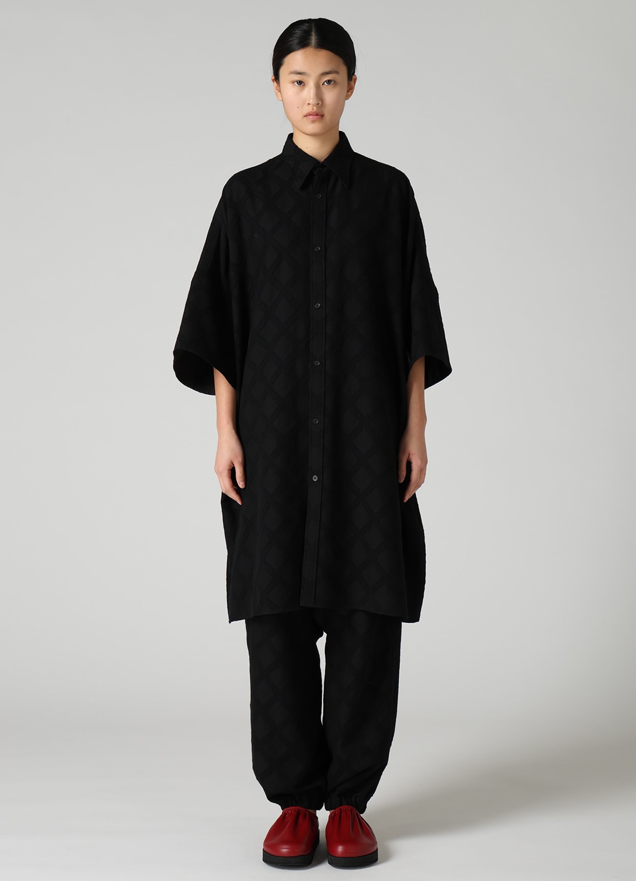PLAID JACQUARD OVERSIZED BLOUSE