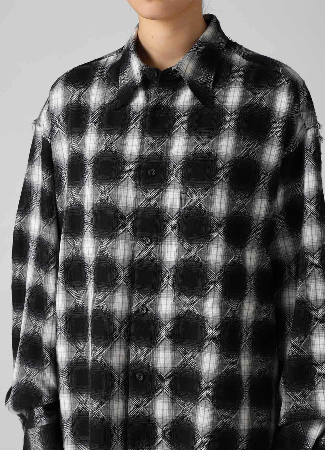 PLAID JACQUARD STAND COLLAR SHIRT