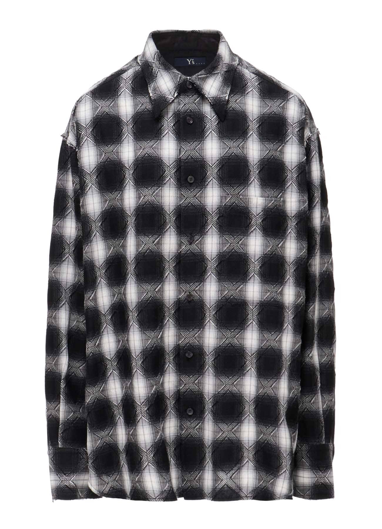 PLAID JACQUARD STAND COLLAR SHIRT