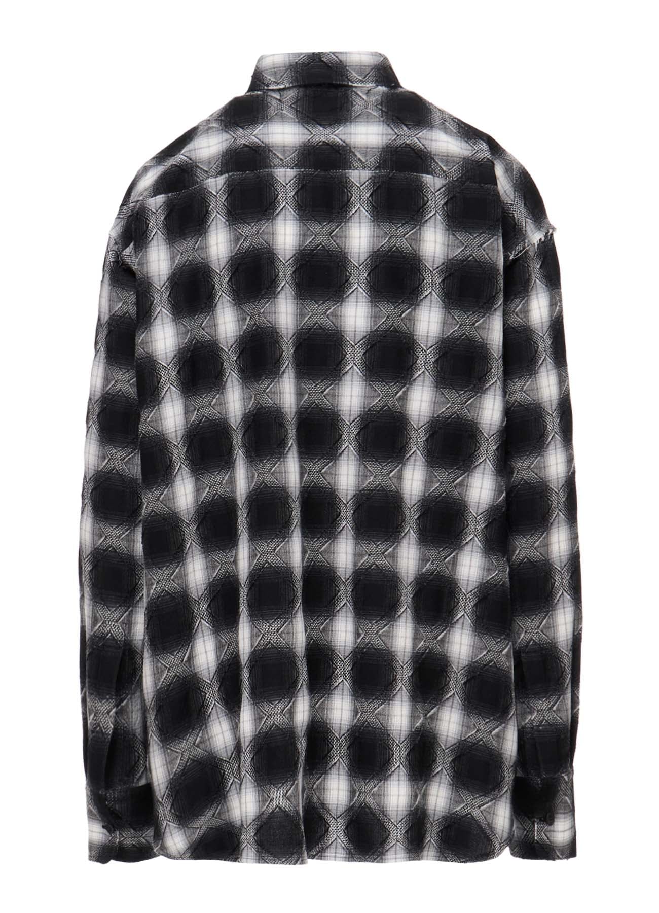PLAID JACQUARD STAND COLLAR SHIRT