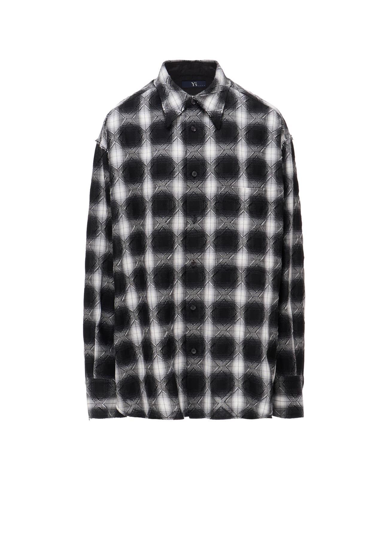 PLAID JACQUARD STAND COLLAR SHIRT