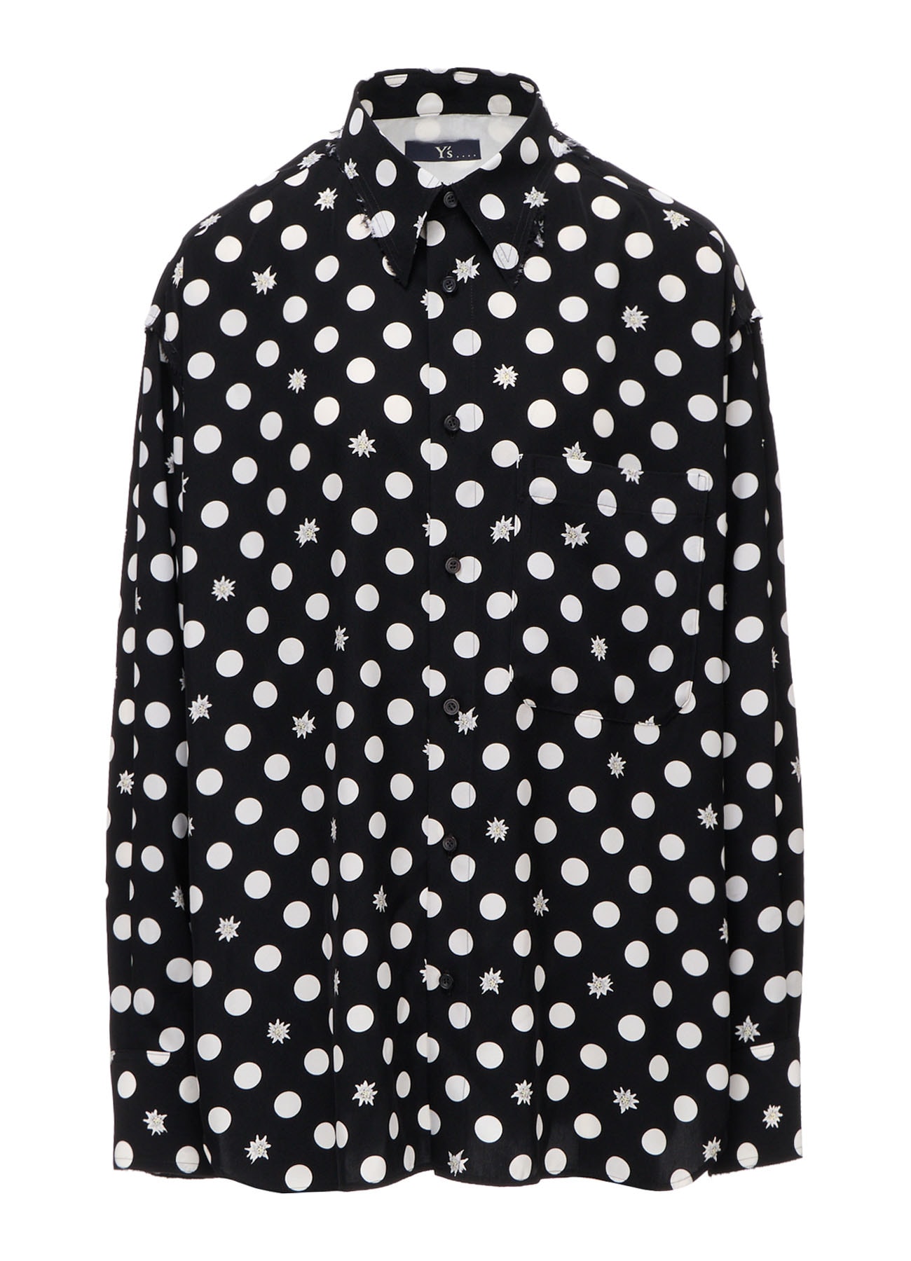 DOT FLOWER PRINT STAND COLLAR SHIRT