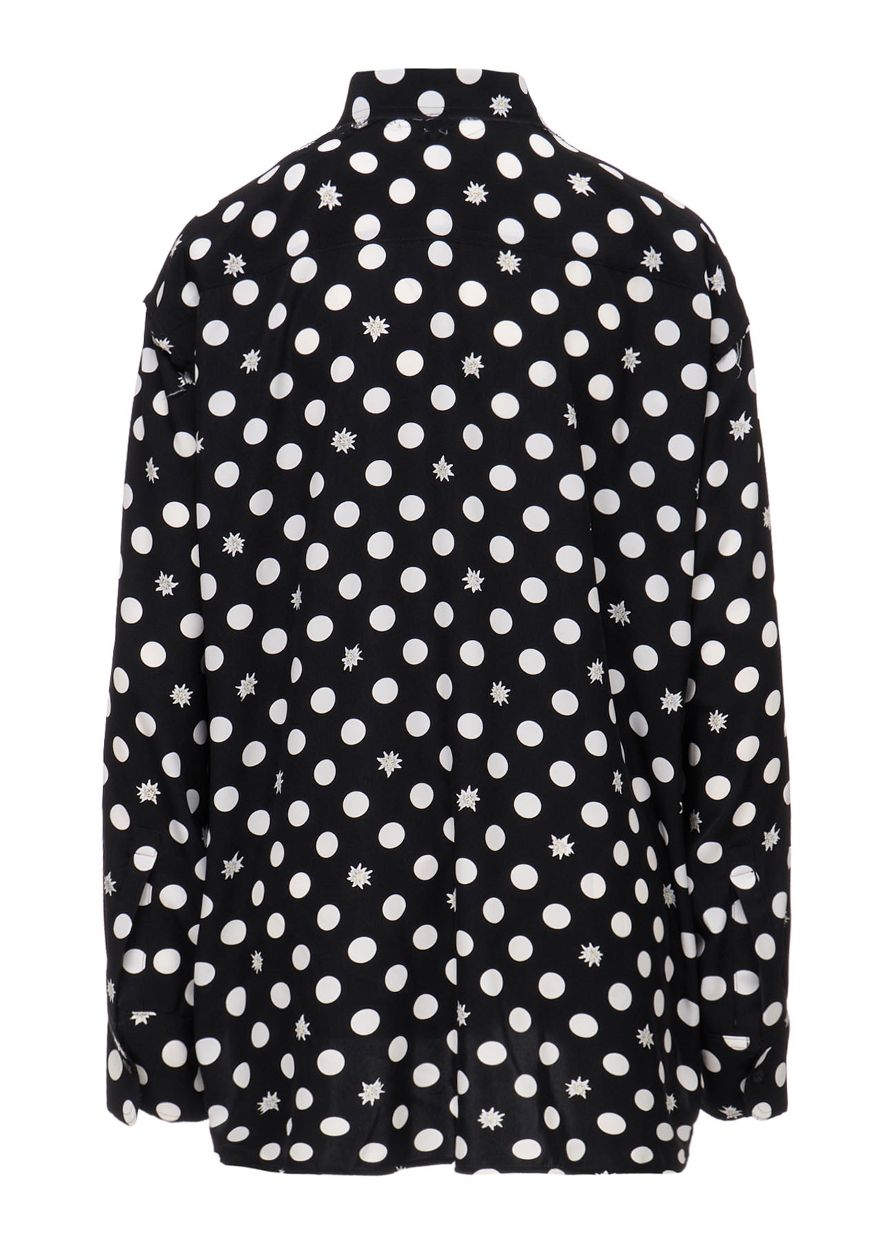 DOT FLOWER PRINT STAND COLLAR SHIRT