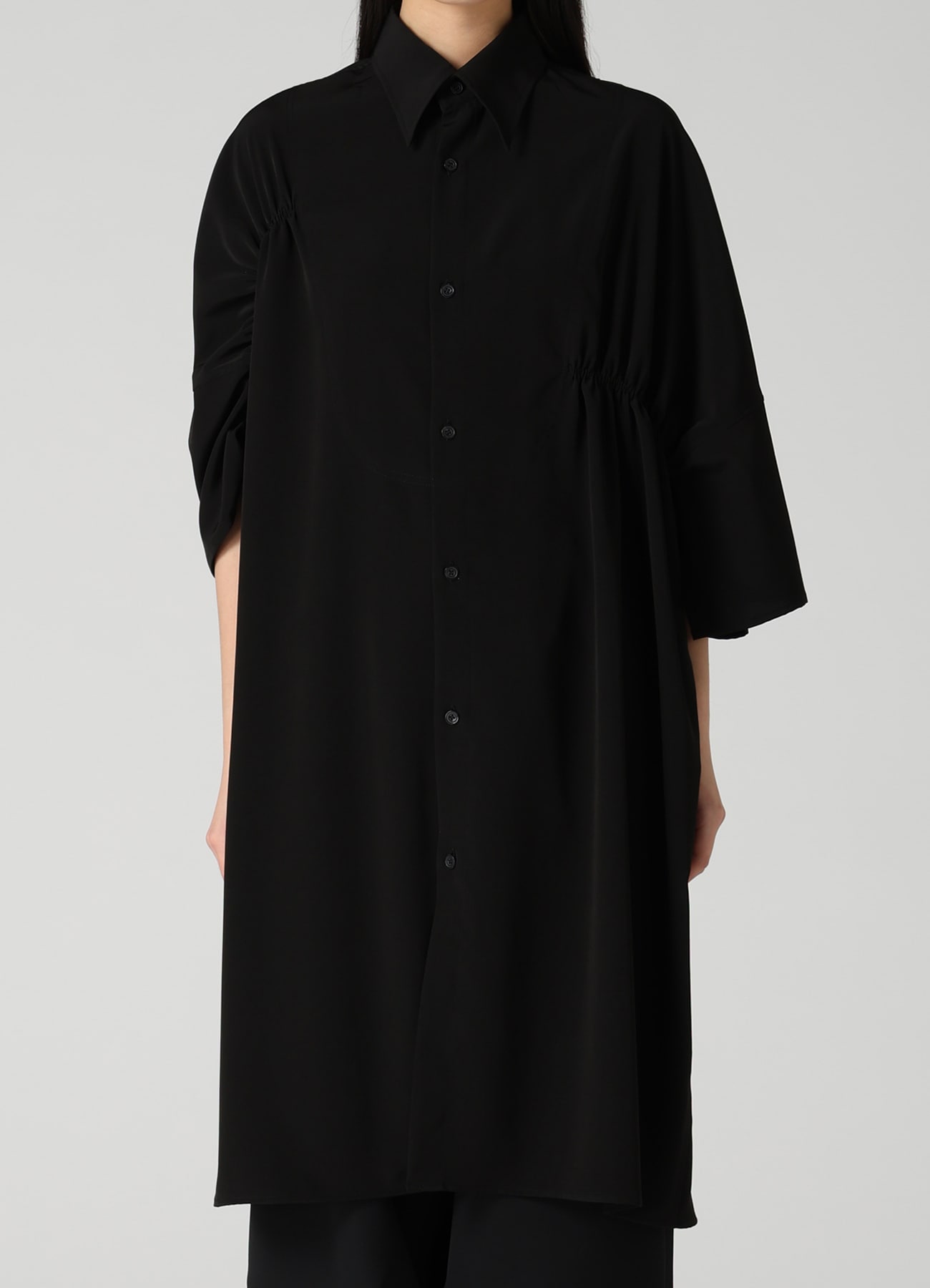 TA/PE SUPER VIYON TUSSER GATHERED OVERSIZED BLOUSE