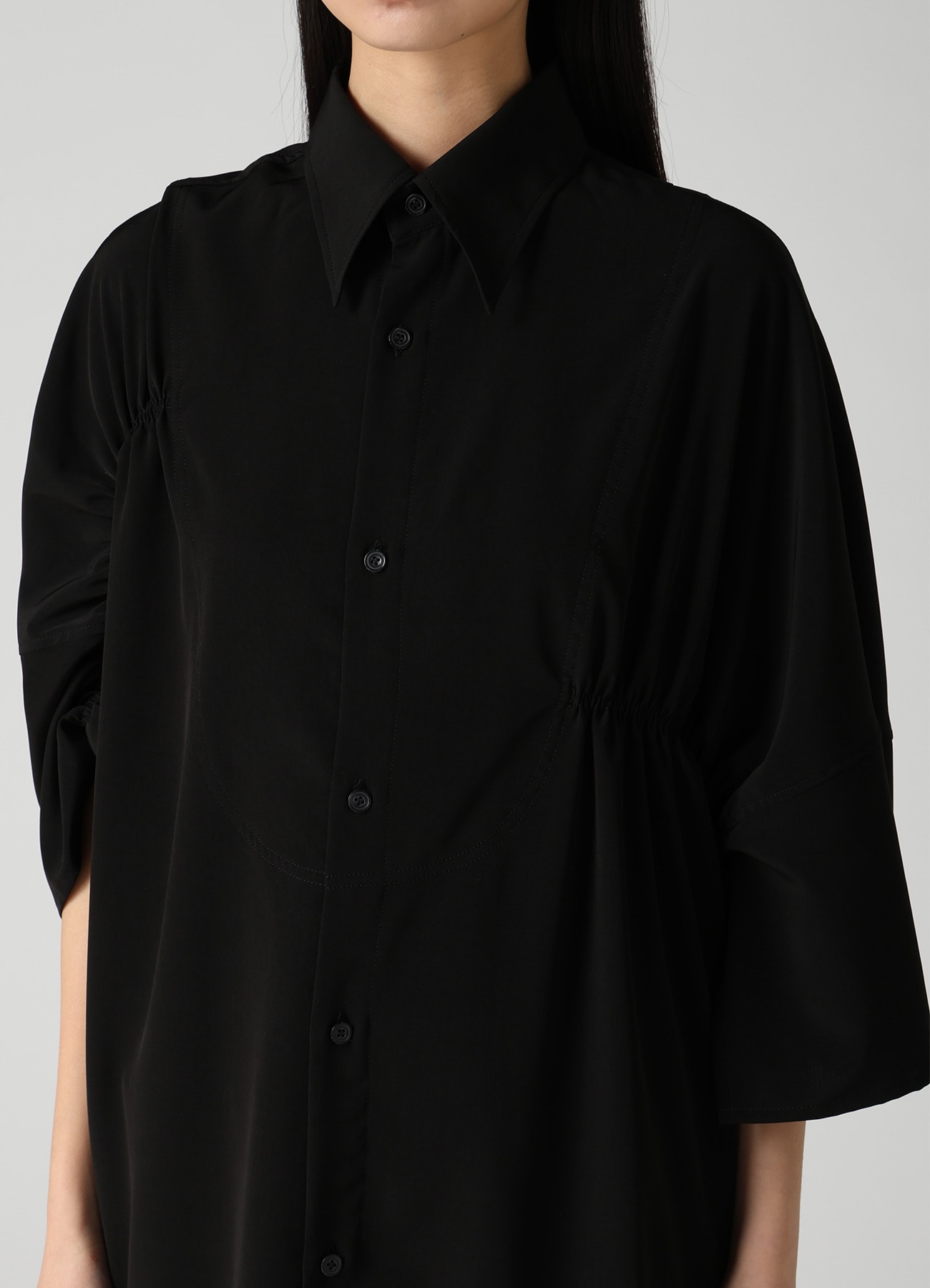 TA/PE SUPER VIYON TUSSER GATHERED OVERSIZED BLOUSE