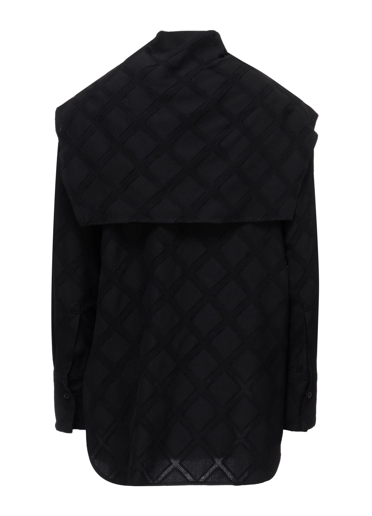 PLAID JACQUARD LARGE COLLAR BLOUSE
