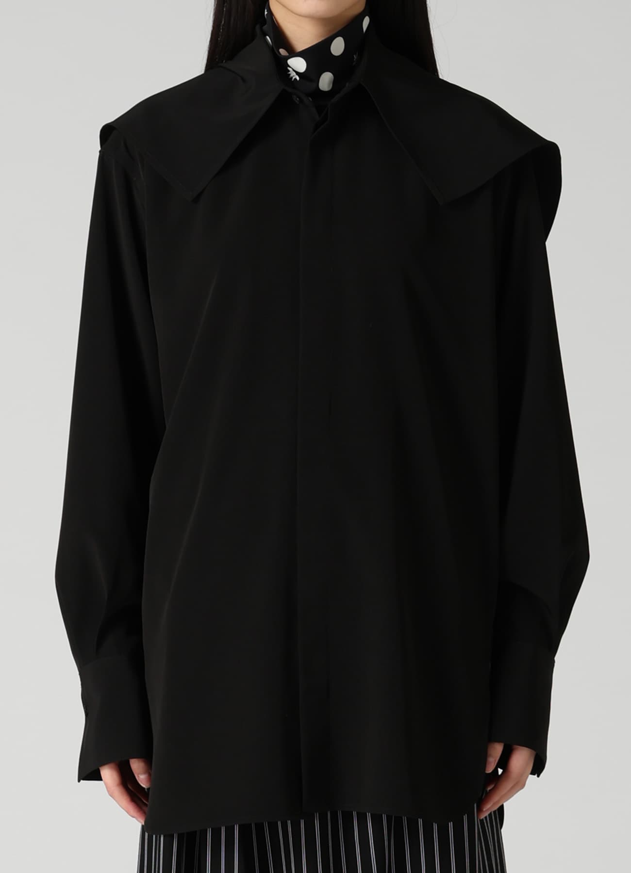 TA/PE SUPER VIYON TUSSER LARGE COLLAR BLOUSE
