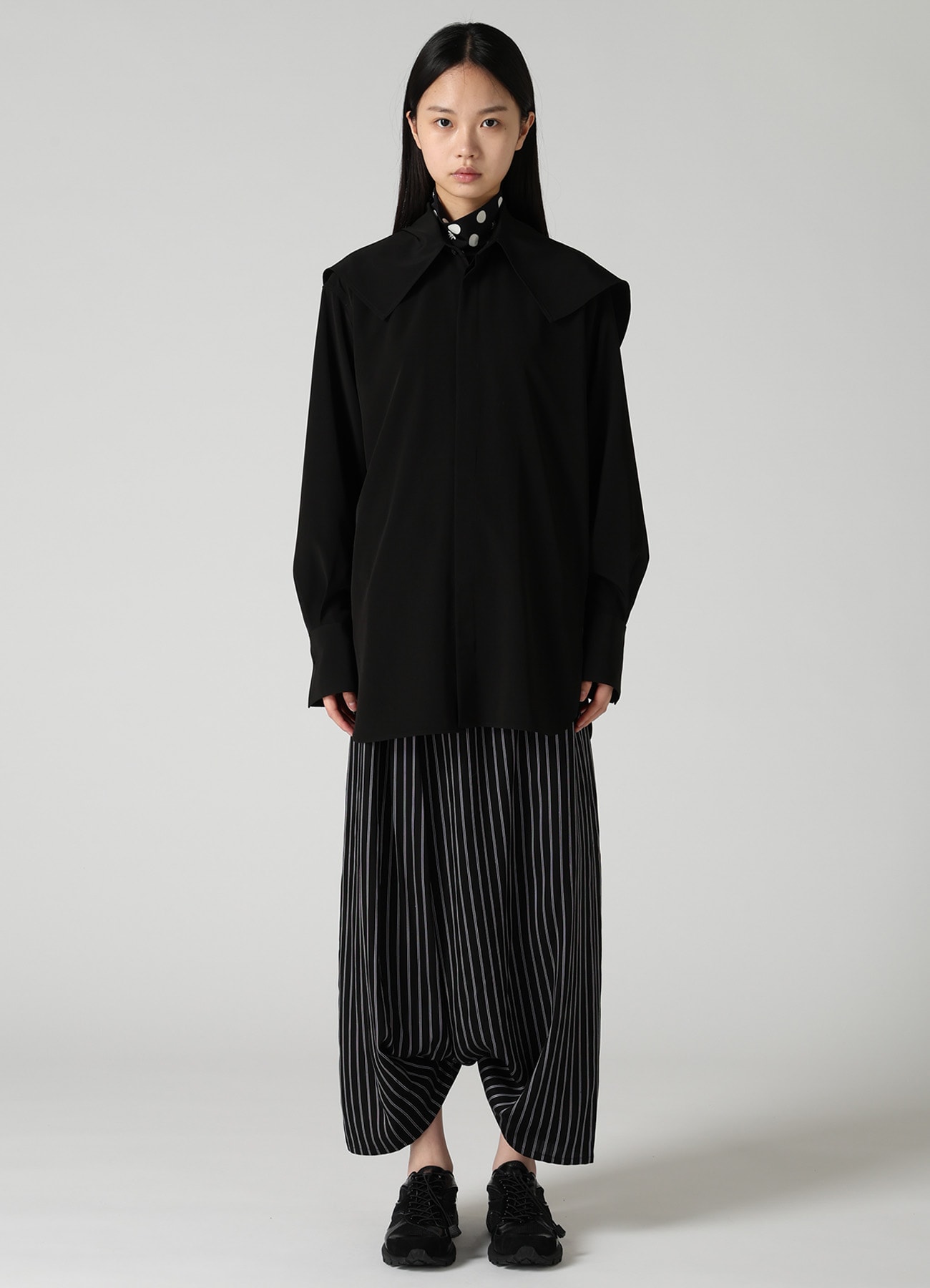 TA/PE SUPER VIYON TUSSER LARGE COLLAR BLOUSE