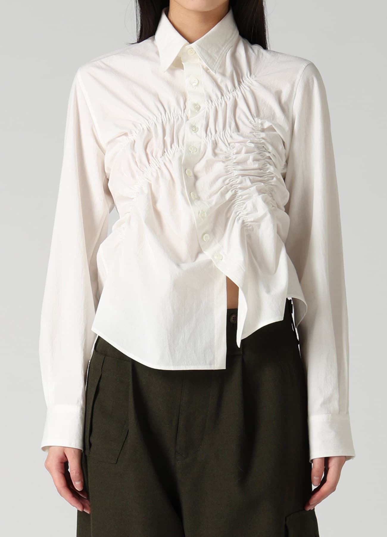 HARD-TWIST DOWNPROOF RANDOM GATHERED BLOUSE