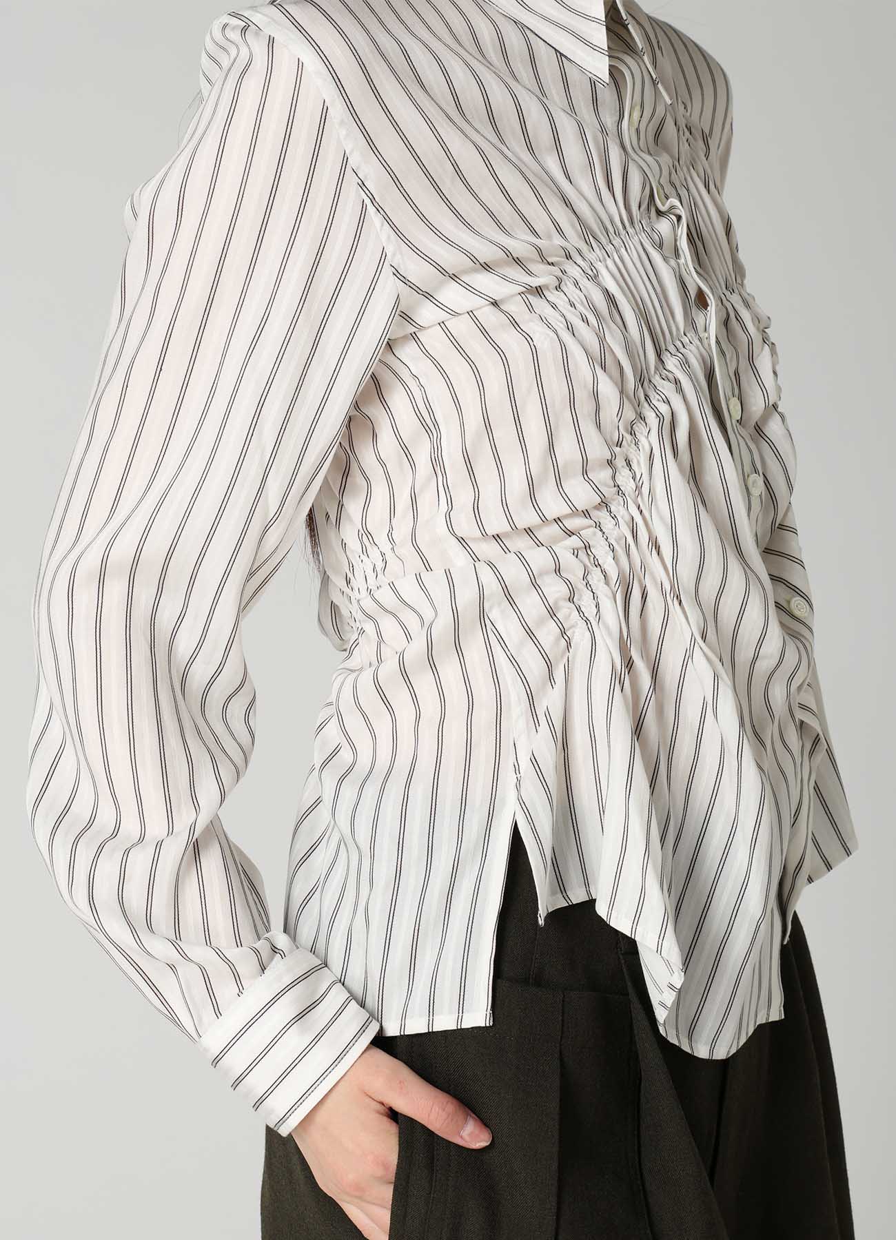 CUPRA STRIPE RANDOM GATHERED BLOUSE