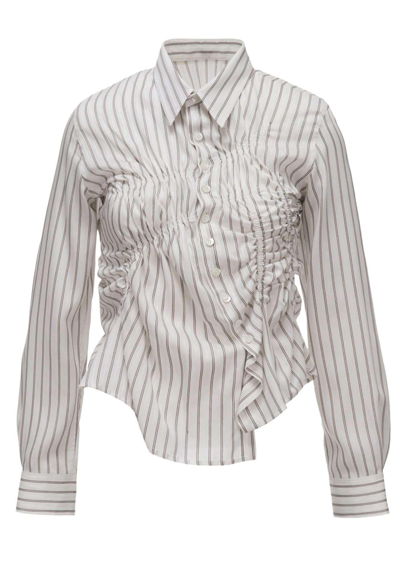 CUPRA STRIPE RANDOM GATHERED BLOUSE