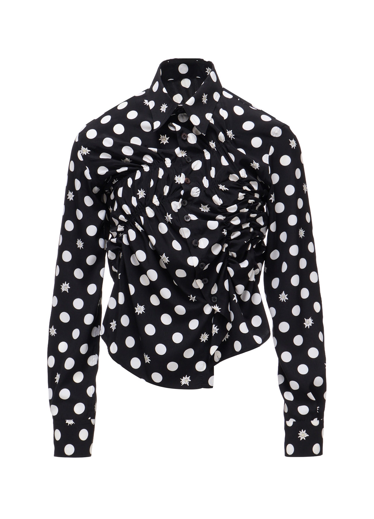 DOT FLOWER PRINT RANDOM GATHERED BLOUSE