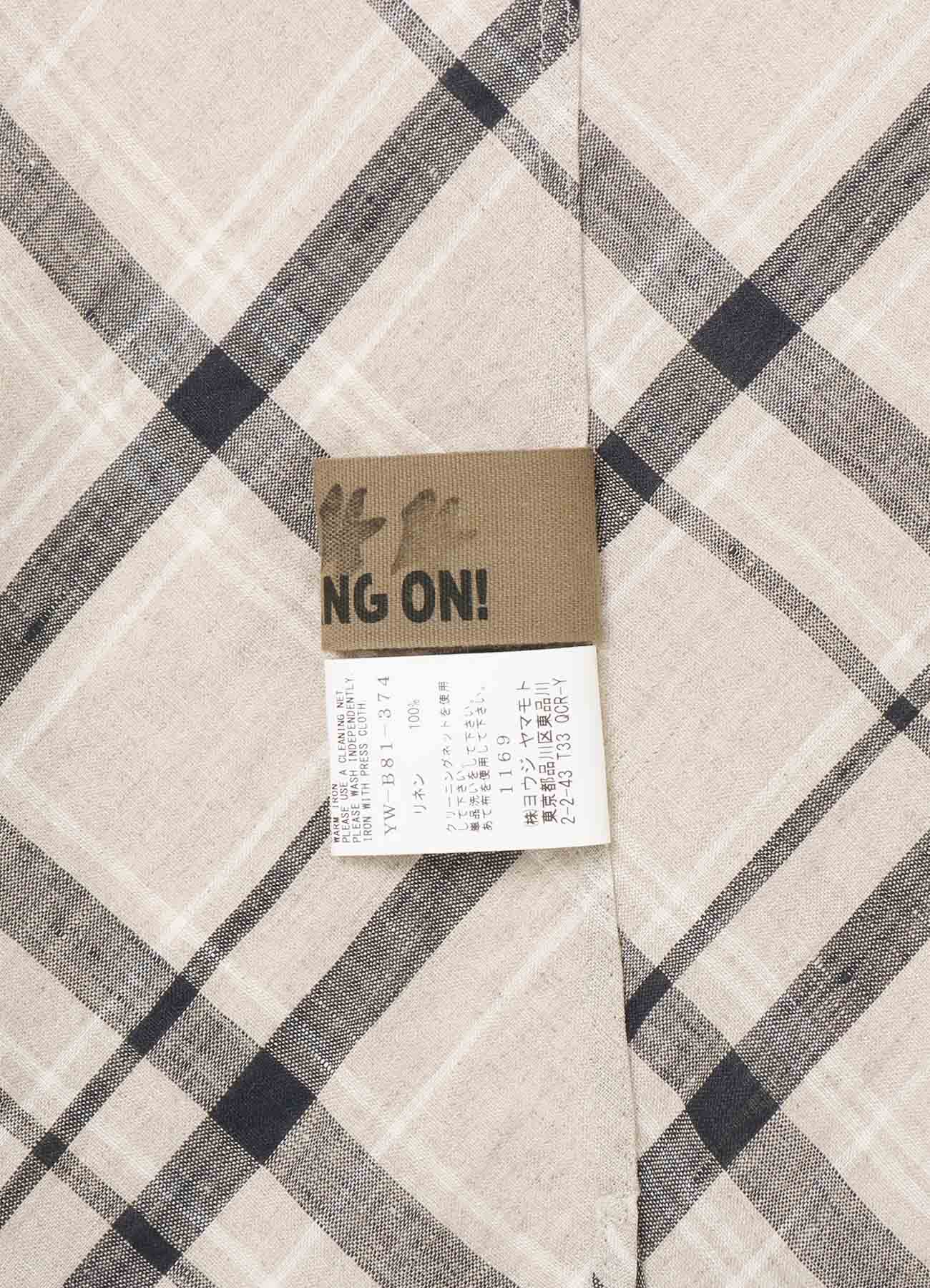 Y's BANG ON!No.144 Hollowed out Collar-shirts Type B Linen plaid