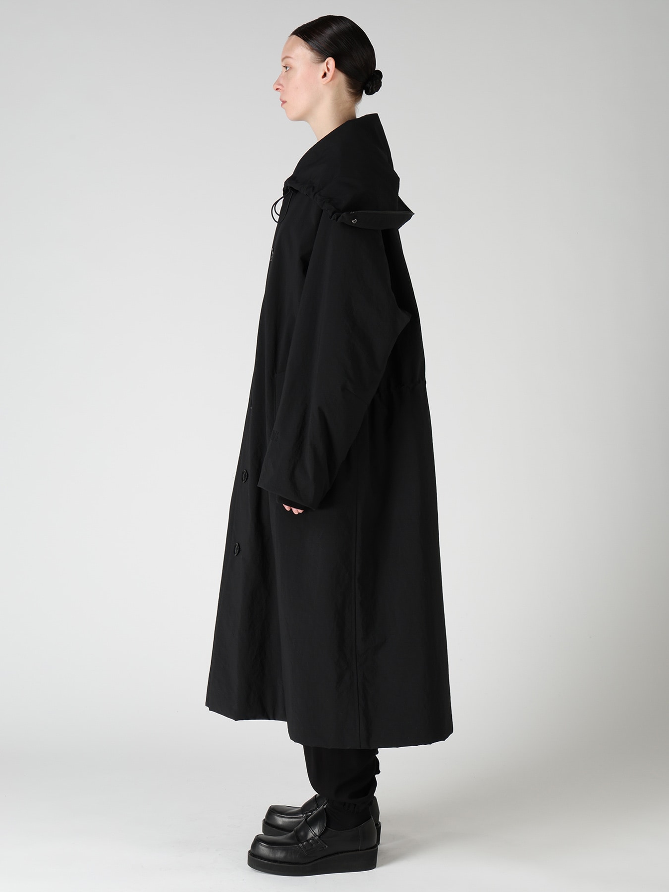 NYLON PADDED TASLAN OXFORD STAND HOODIE COAT
