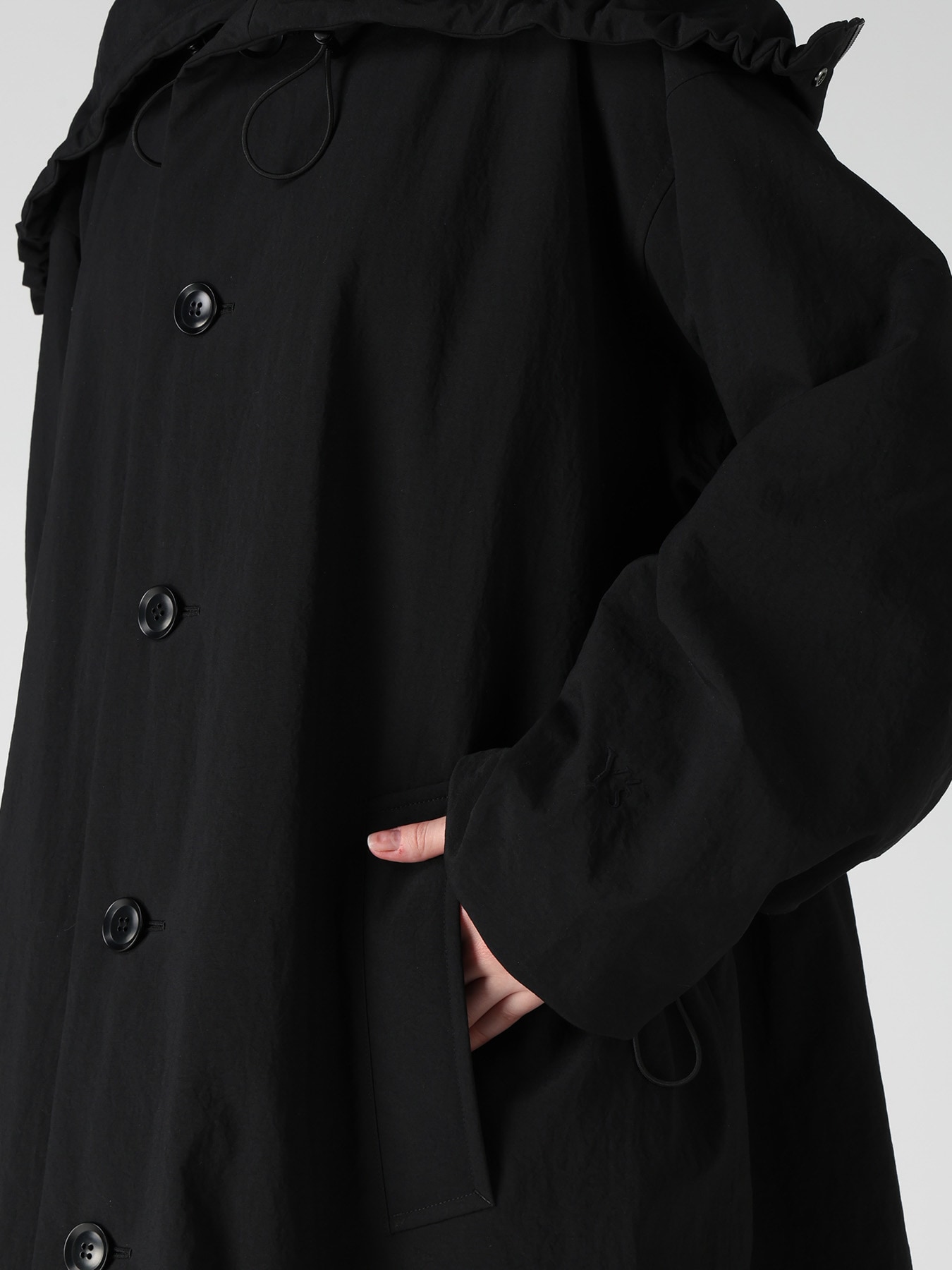 NYLON PADDED TASLAN OXFORD STAND HOODIE COAT