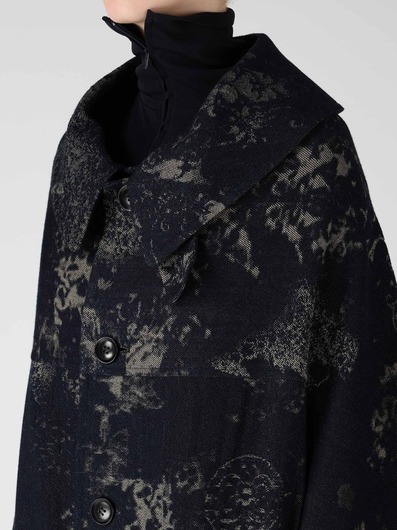 DENIM JACQUARD ARRANGED SLEEVE COAT