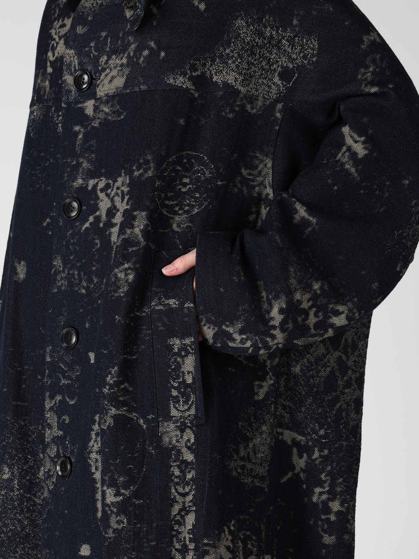 DENIM JACQUARD ARRANGED SLEEVE COAT