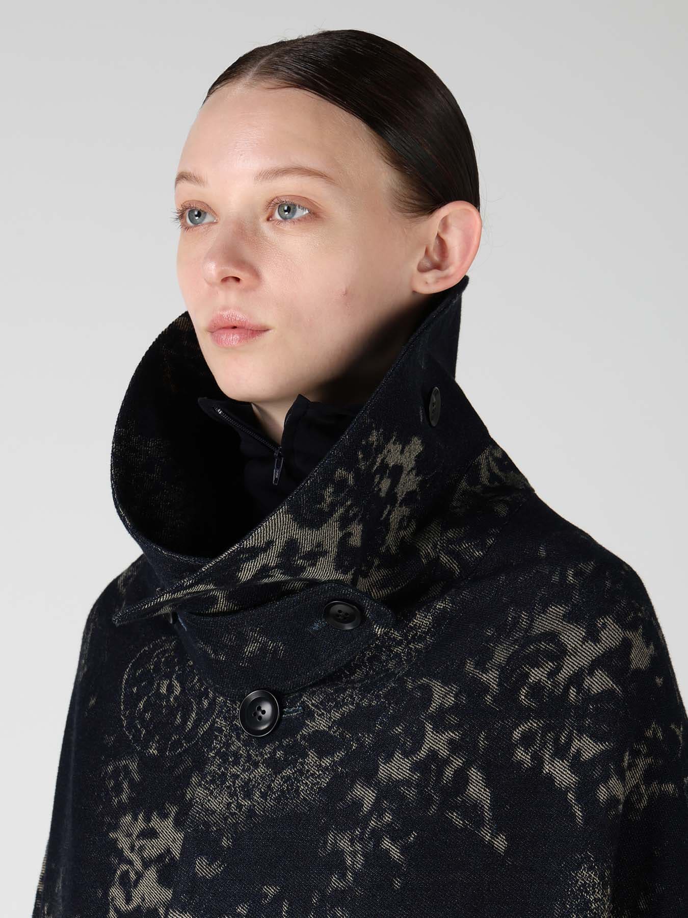 DENIM JACQUARD ARRANGED SLEEVE COAT