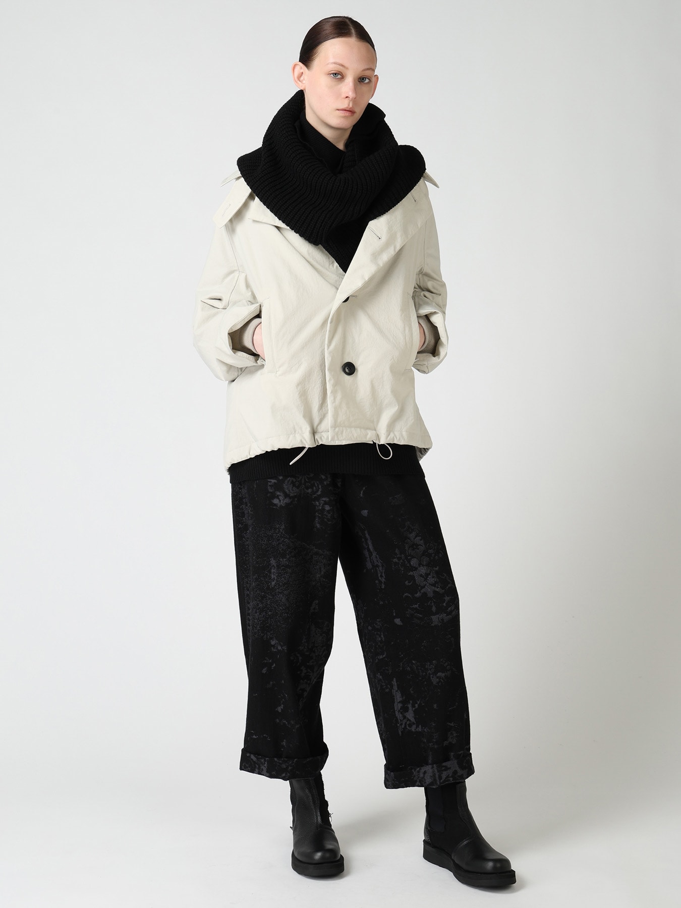 NYLON PADDED TASLAN OXFORD ARRANGED 3/4 SLEEVE COAT