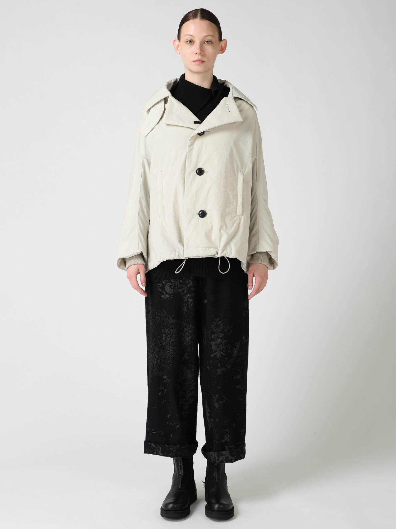 NYLON PADDED TASLAN OXFORD ARRANGED 3/4 SLEEVE COAT