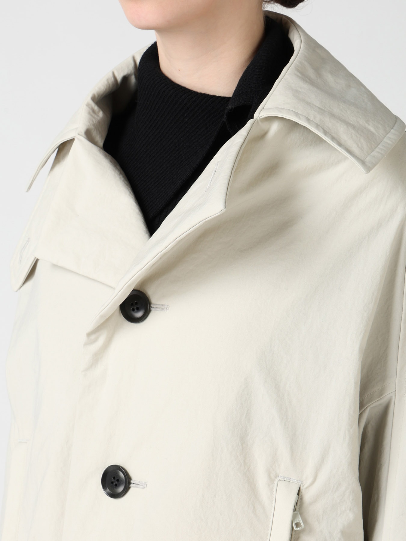 NYLON PADDED TASLAN OXFORD ARRANGED 3/4 SLEEVE COAT