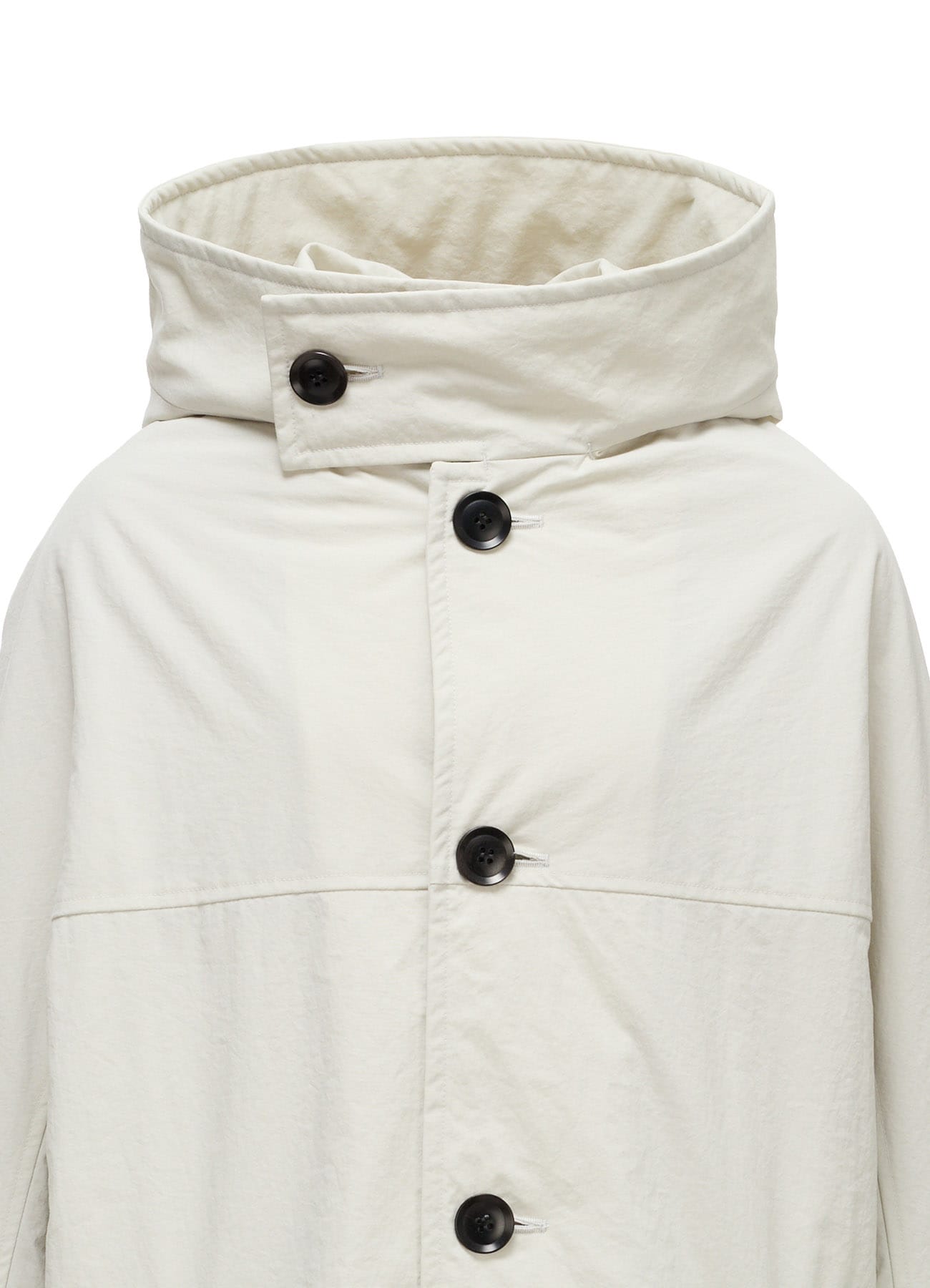 NYLON PADDED TASLAN OXFORD HOODED SHORT COAT