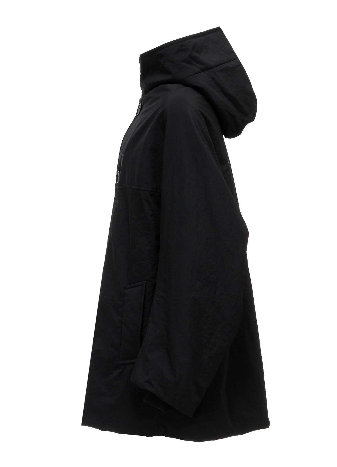 NYLON PADDED TASLAN OXFORD HOODED SHORT COAT