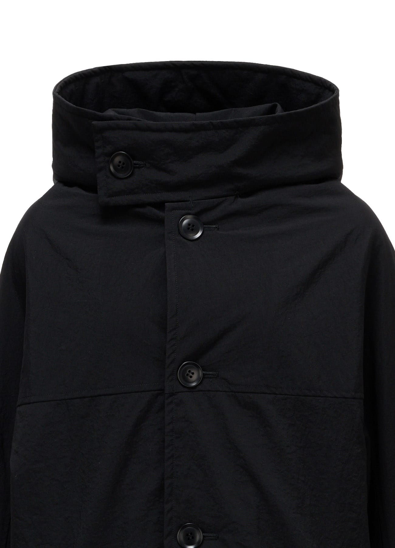 NYLON PADDED TASLAN OXFORD HOODED SHORT COAT