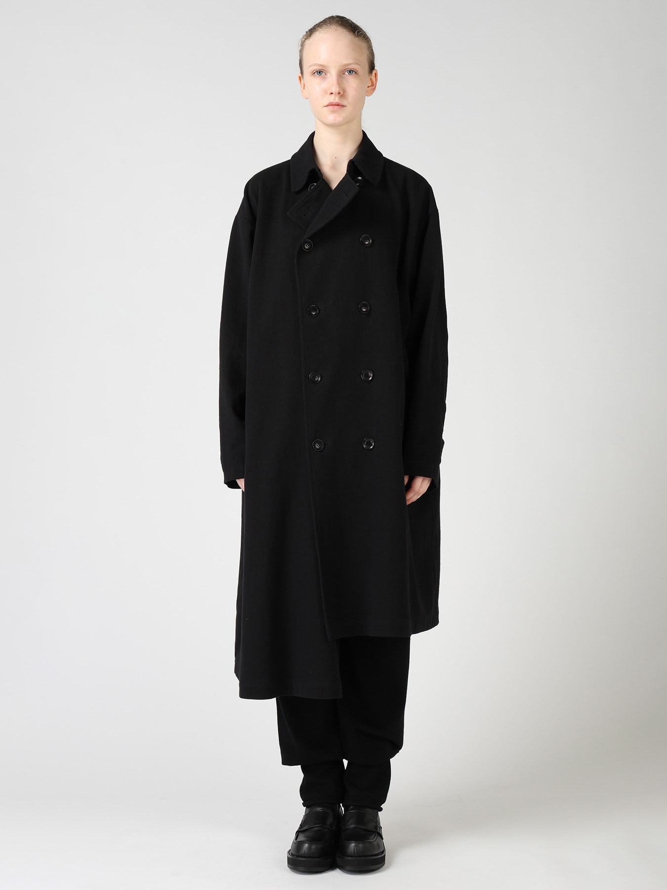 COTTON FLAX ASYMMETRIC TRENCH COAT