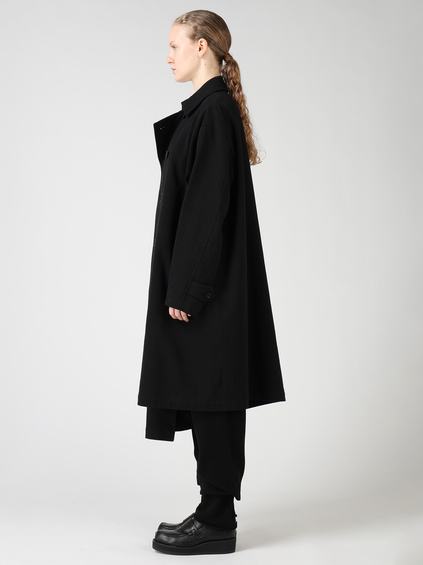 COTTON FLAX ASYMMETRIC TRENCH COAT