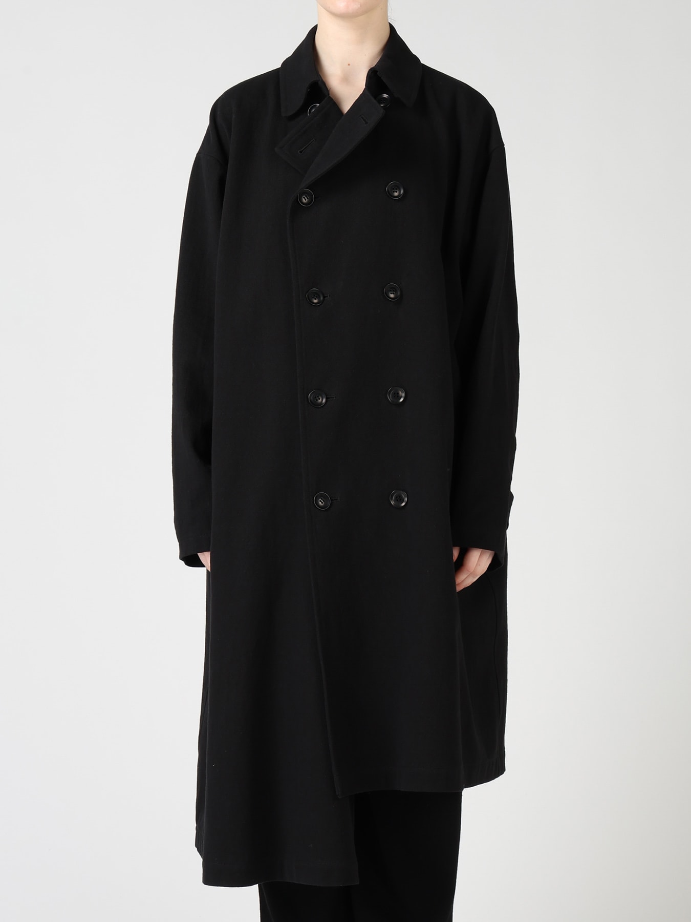 COTTON FLAX ASYMMETRIC TRENCH COAT