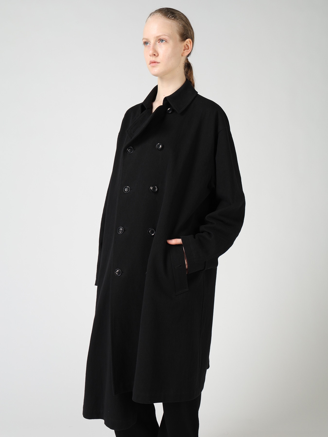 COTTON FLAX ASYMMETRIC TRENCH COAT