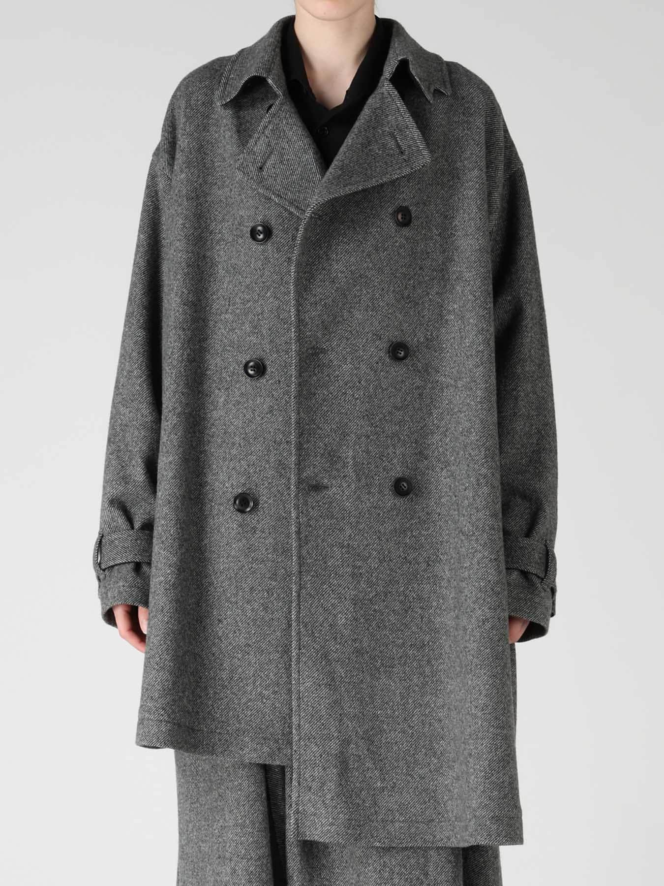 TWILL FLANNEL ASYMMETRIC HALF COAT