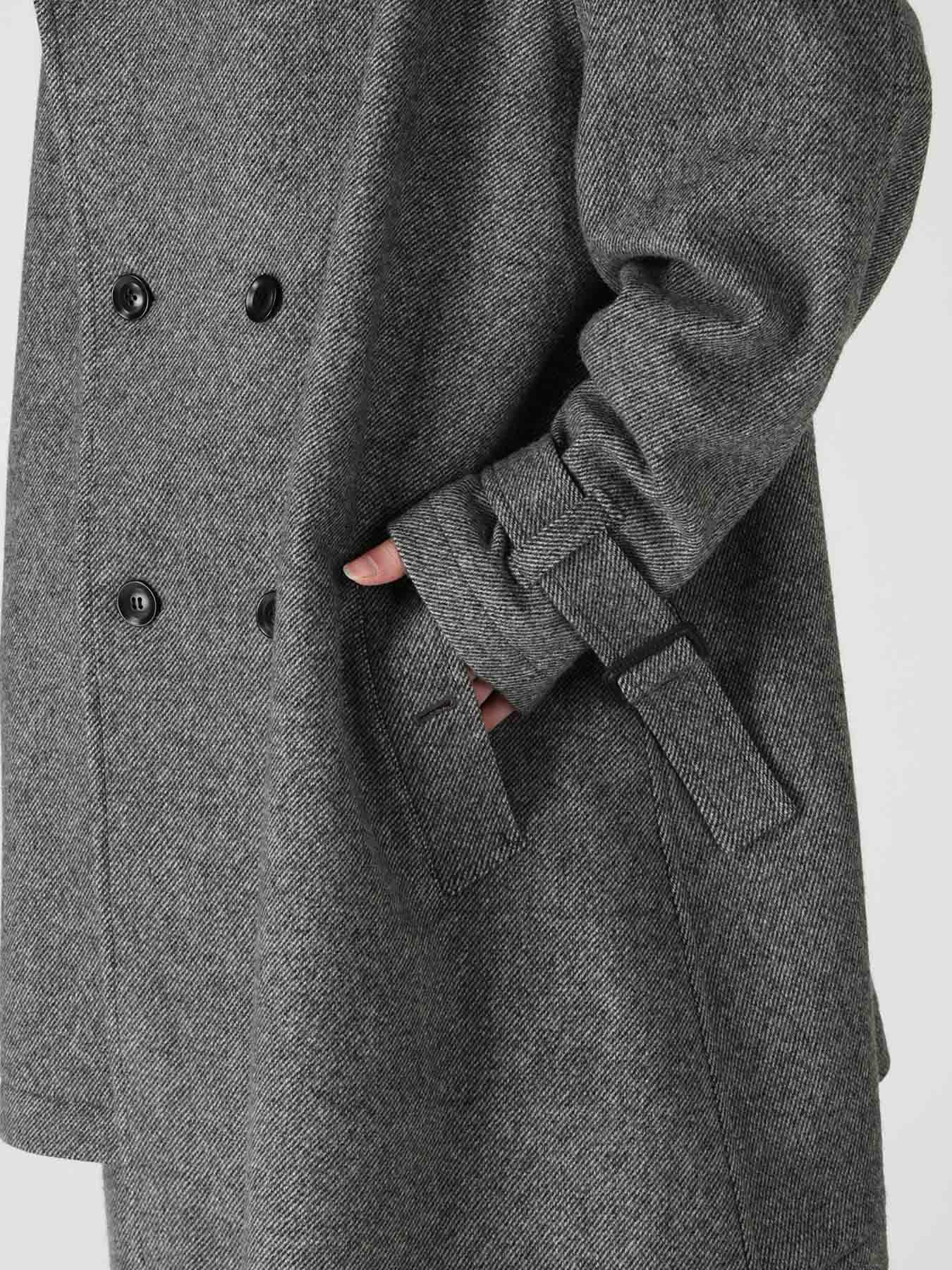 TWILL FLANNEL ASYMMETRIC HALF COAT