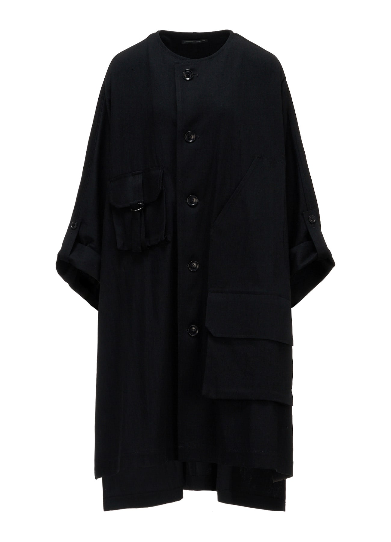 8OZ DENIM COLLARLESS DOLMAN COAT