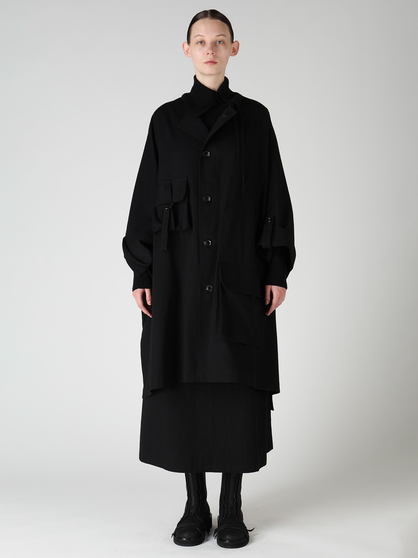8OZ DENIM COLLARLESS DOLMAN COAT