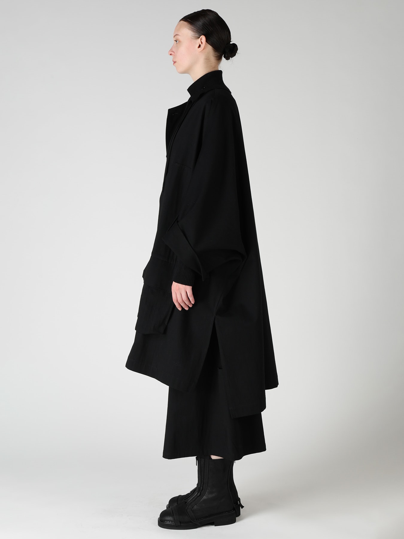 8OZ DENIM COLLARLESS DOLMAN COAT