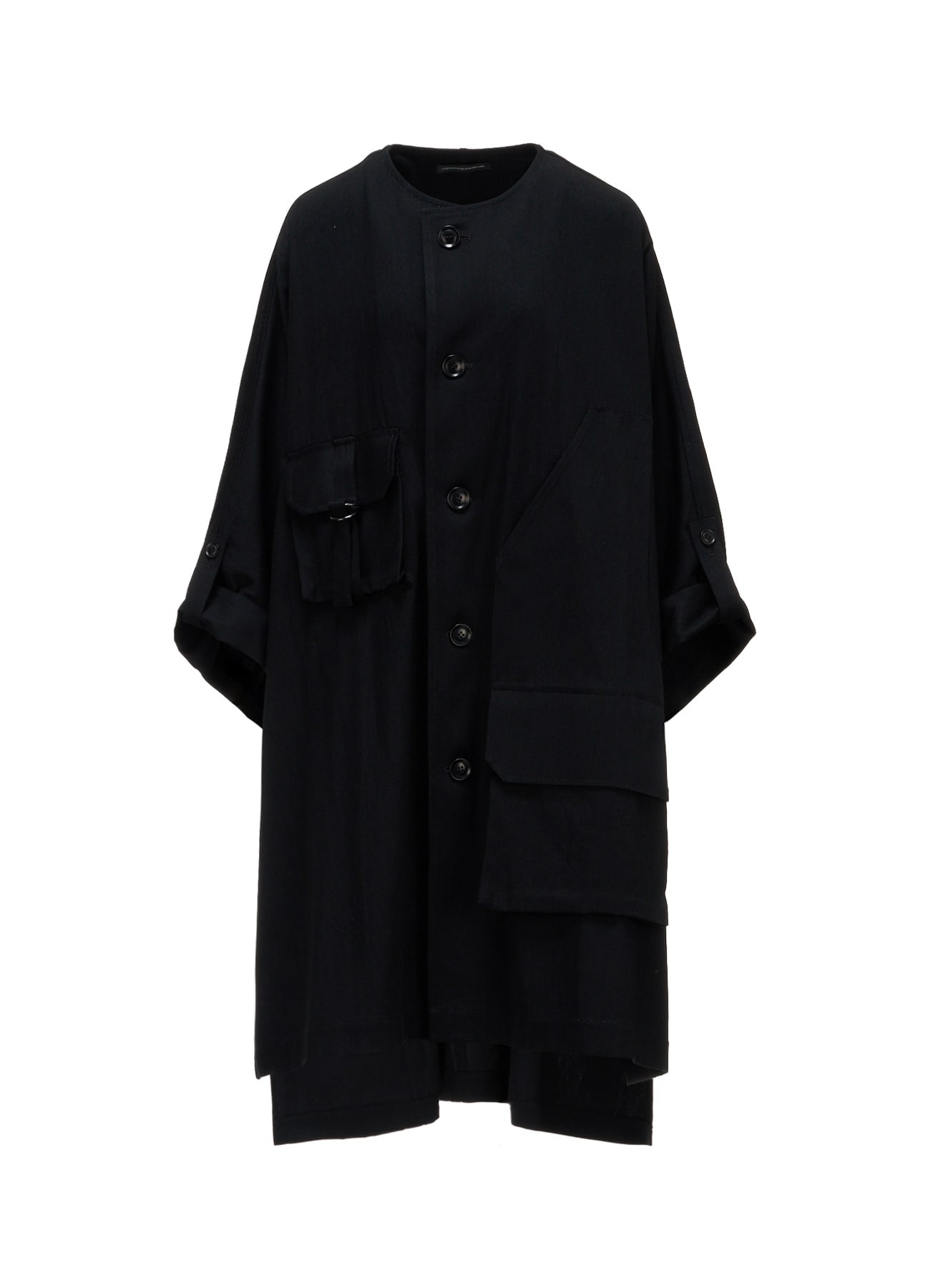8OZ DENIM COLLARLESS DOLMAN COAT