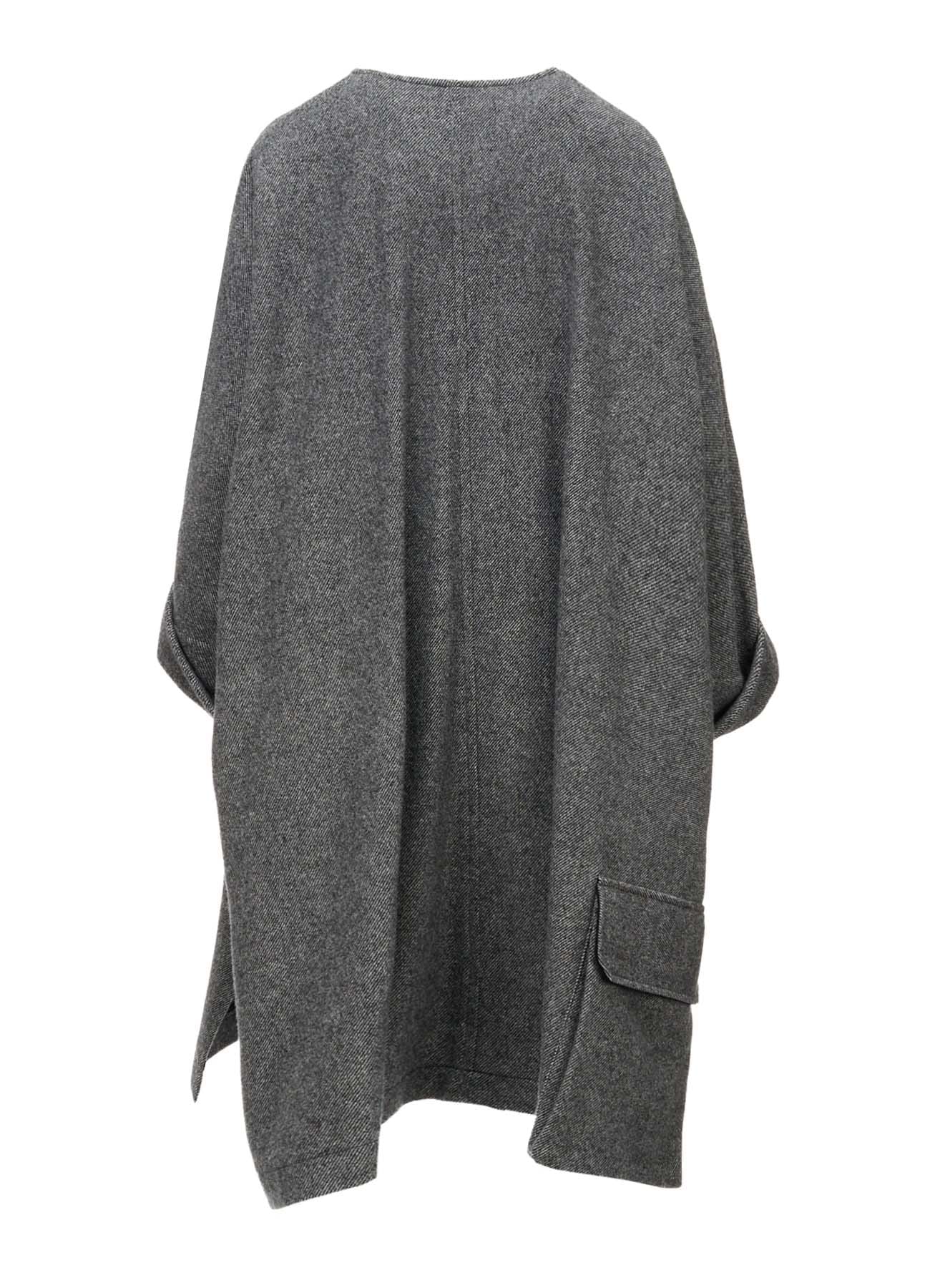 TWILL FLANNEL COLLARLESS DOLMAN COAT